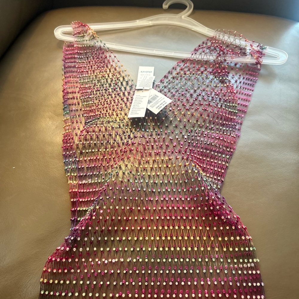 Sexy Shiny Rhinestone Rainbow 🌈Mesh Summer Crop Top Stretchy - Picture 7 of 17